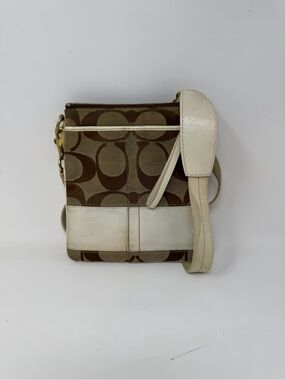 Coach Brown Signature Canvas Crossbody with Cream Trim 10129